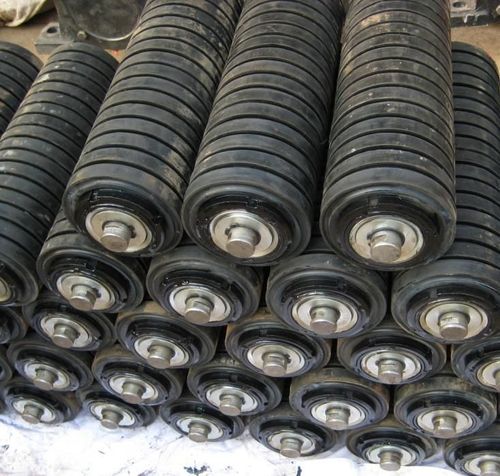 本厂专业生产阻燃橡胶缓冲托辊 弹簧托辊支架 铸胶托辊 质保一年